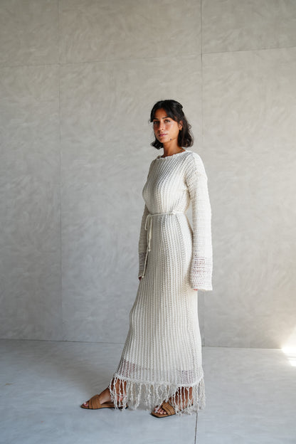 Beach Knit Dress in Offwhite