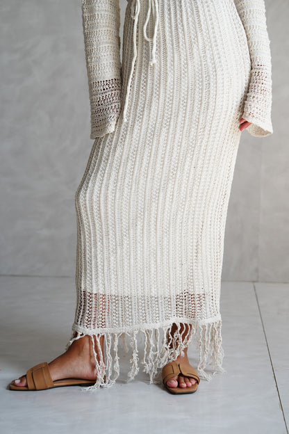 Beach Knit Dress in Offwhite