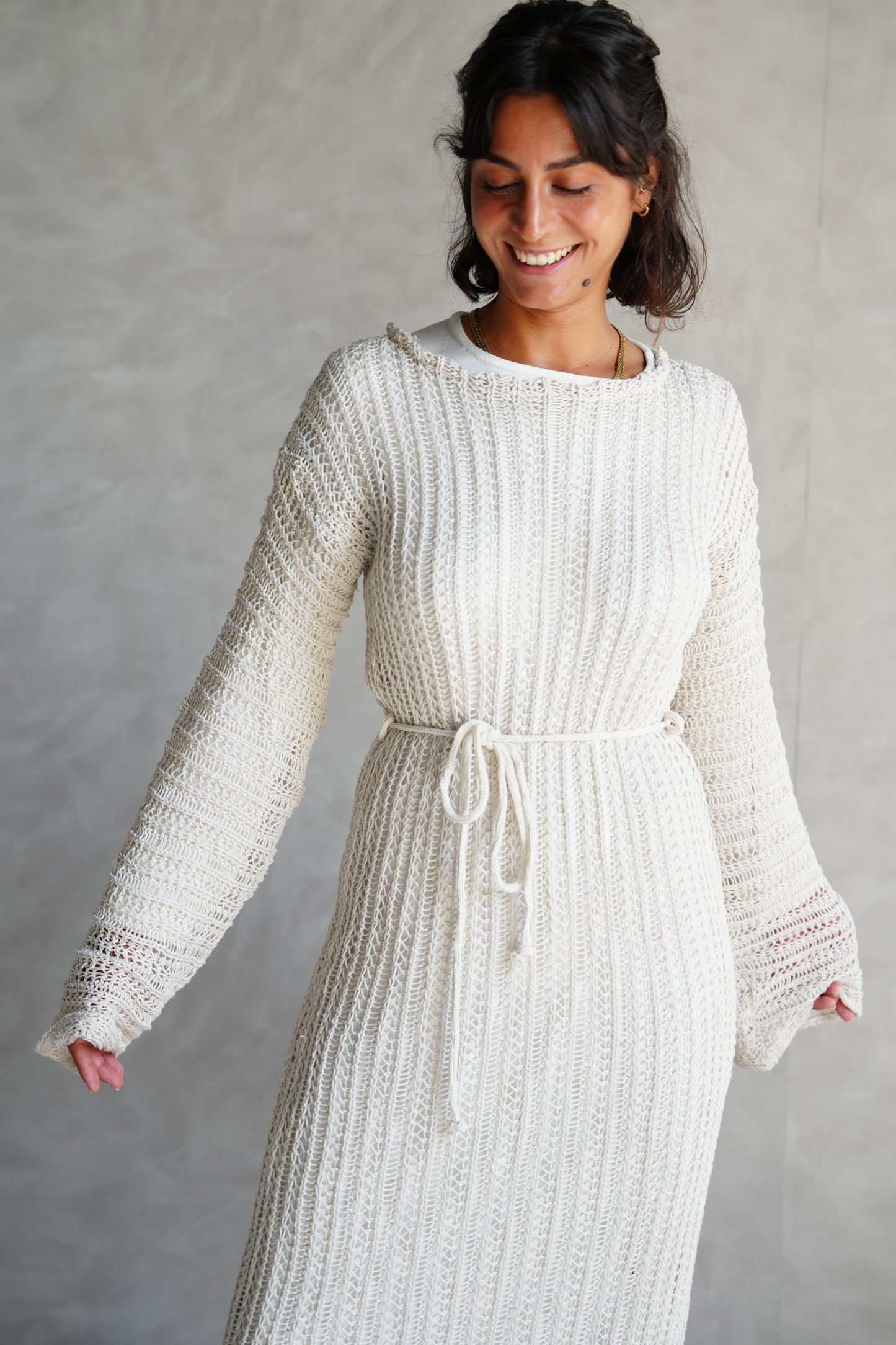 Beach Knit Dress in Offwhite