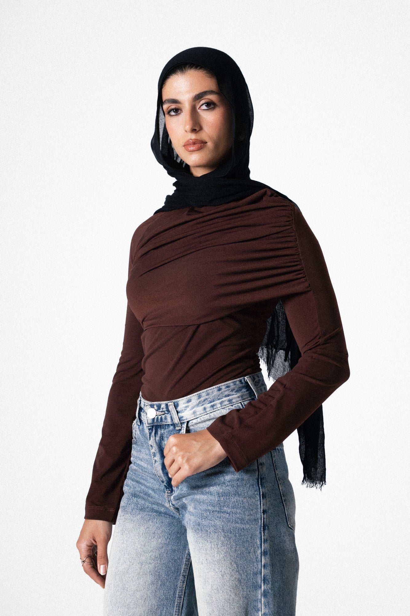 The Drape Top in Brown