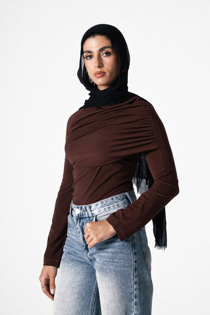 The Drape Top in Brown