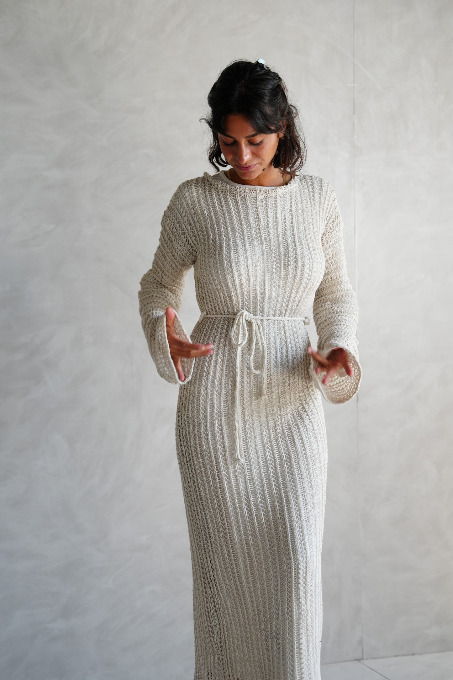 Beach Knit Dress in Offwhite