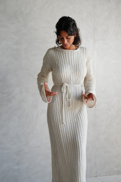 Beach Knit Dress in Offwhite