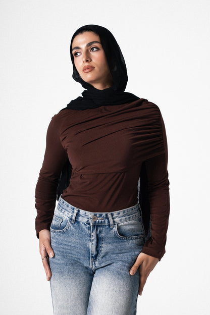 The Drape Top in Brown