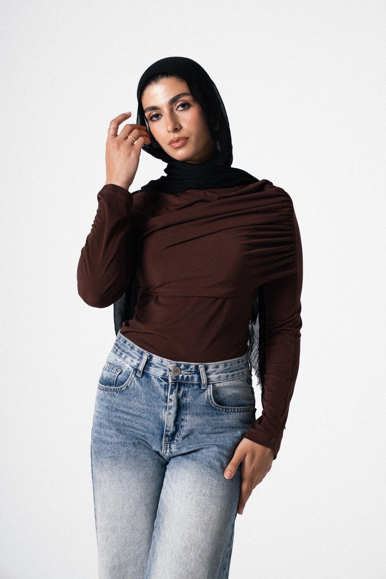 The Drape Top in Brown