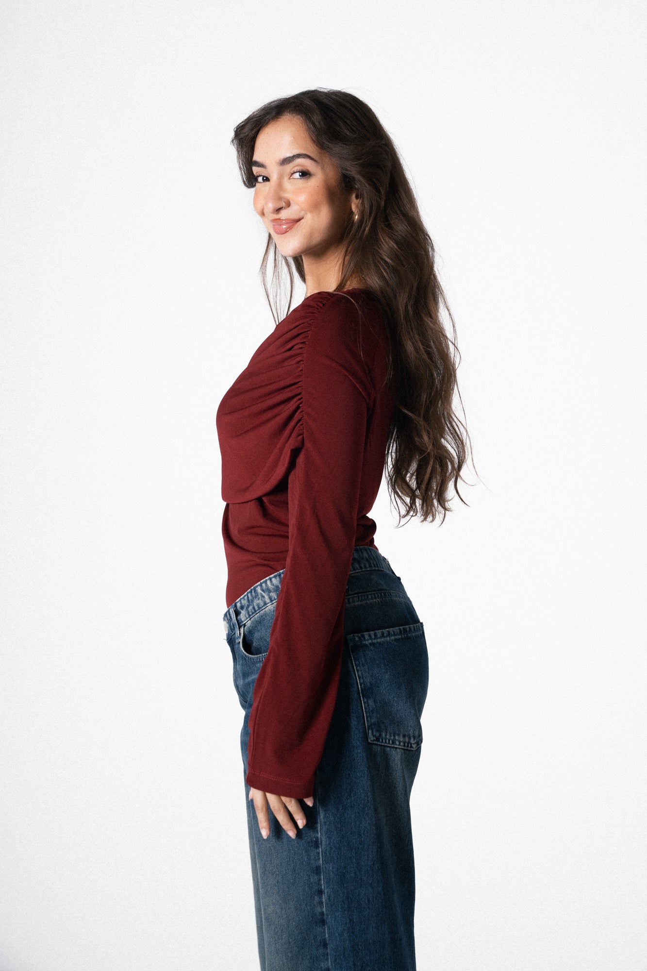 The Drape Top in Burgundy