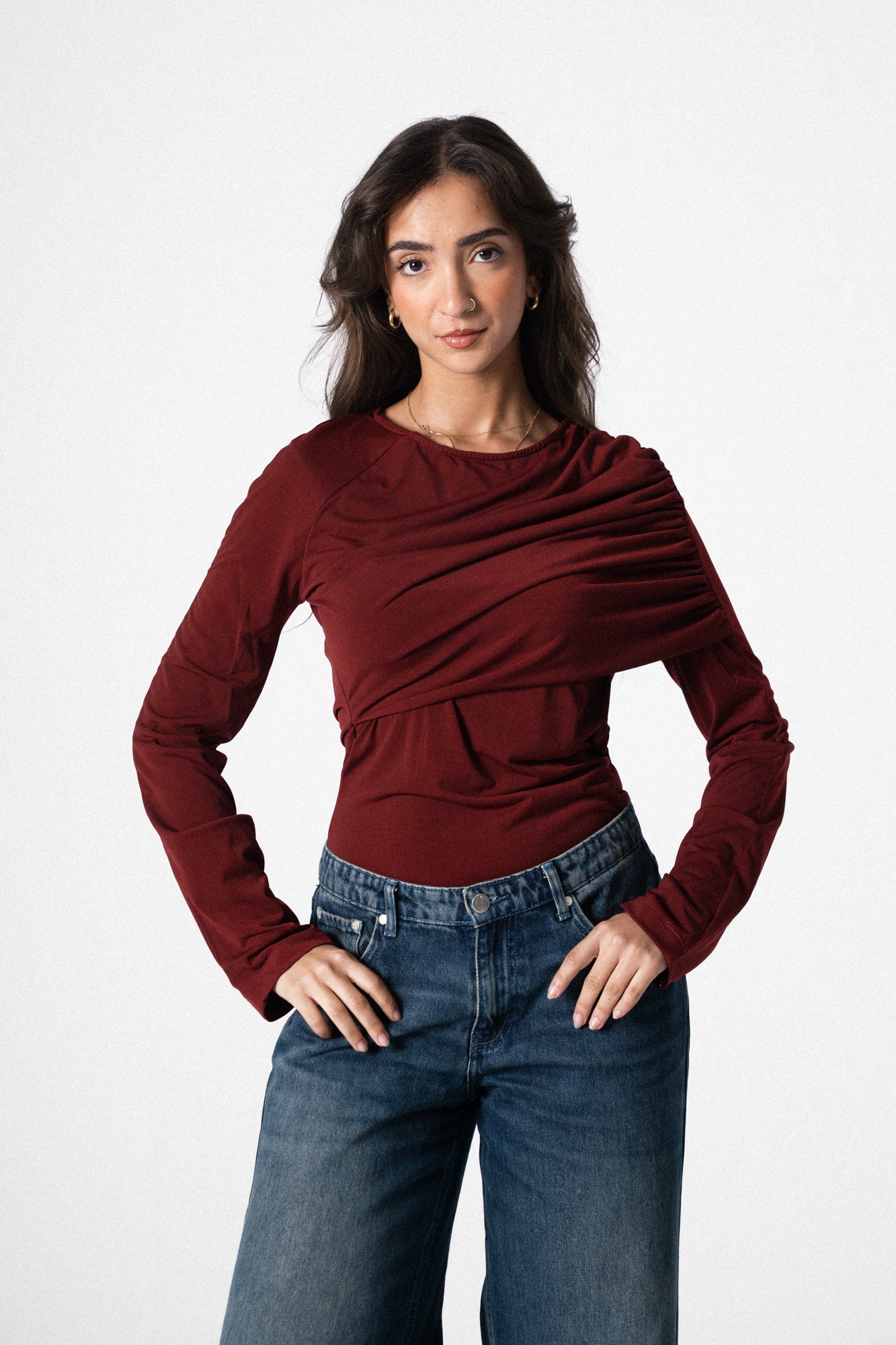 The Drape Top in Burgundy