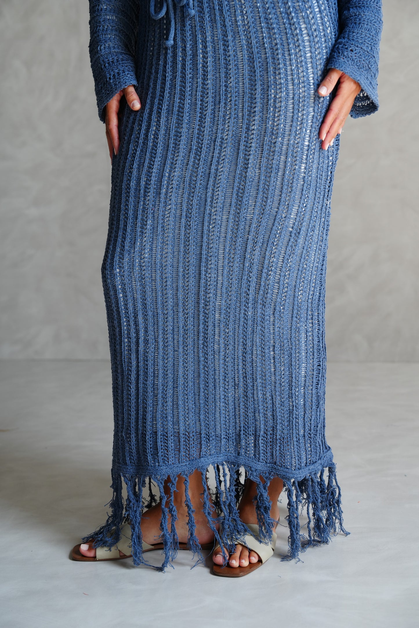 Beach Knit Dress in Denim Blue