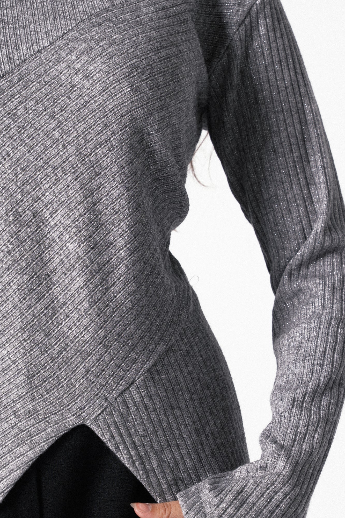 Asymmetric Shimmer Top in Grey