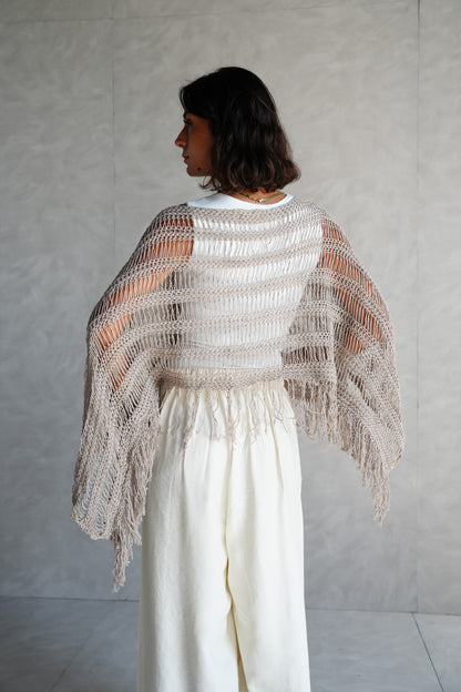 Cape-Style Knit Blouse in Cafe