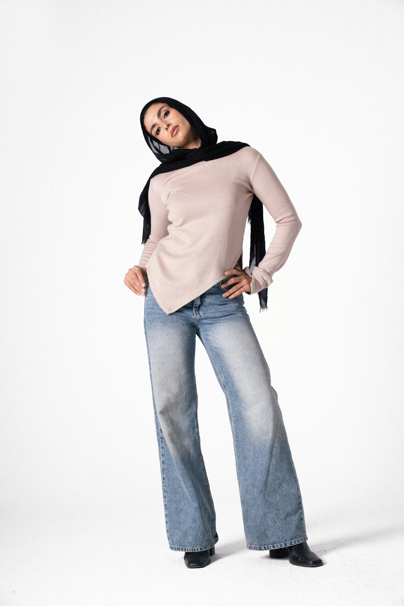 Slit Basic Top in Beige