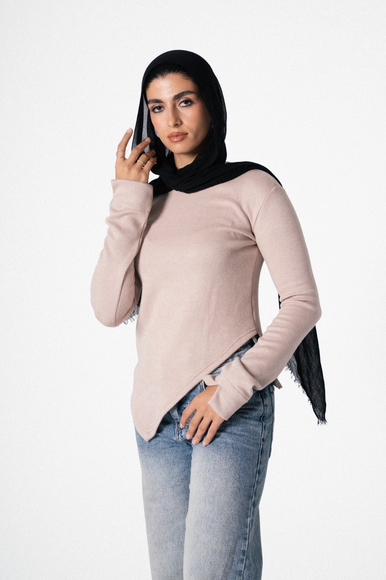 Slit Basic Top in Beige