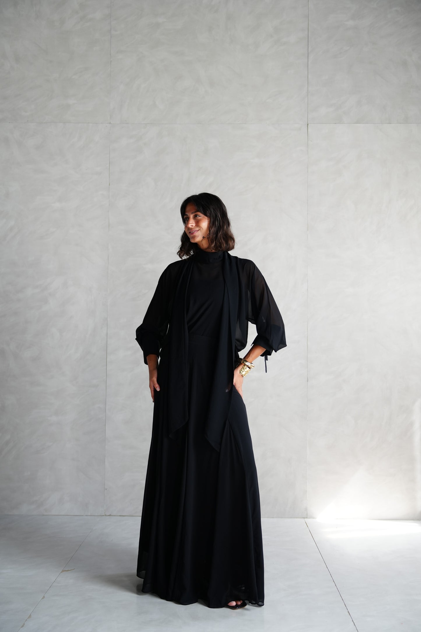 Layali Chiffon Skirt in Black