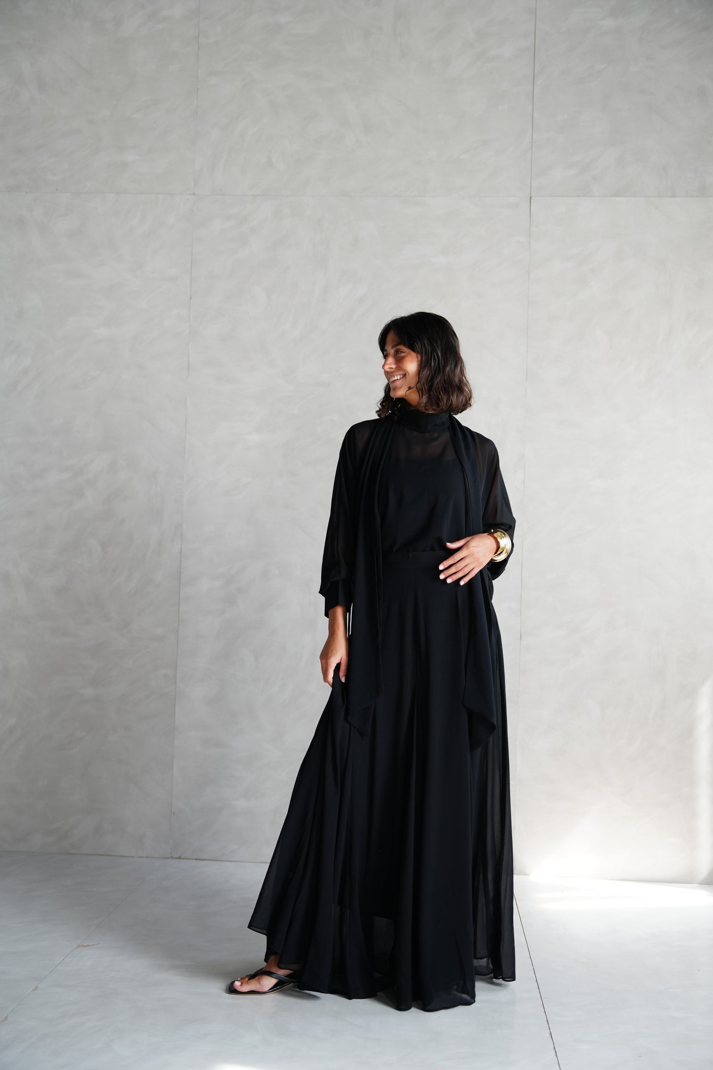 Layali Chiffon Skirt in Black