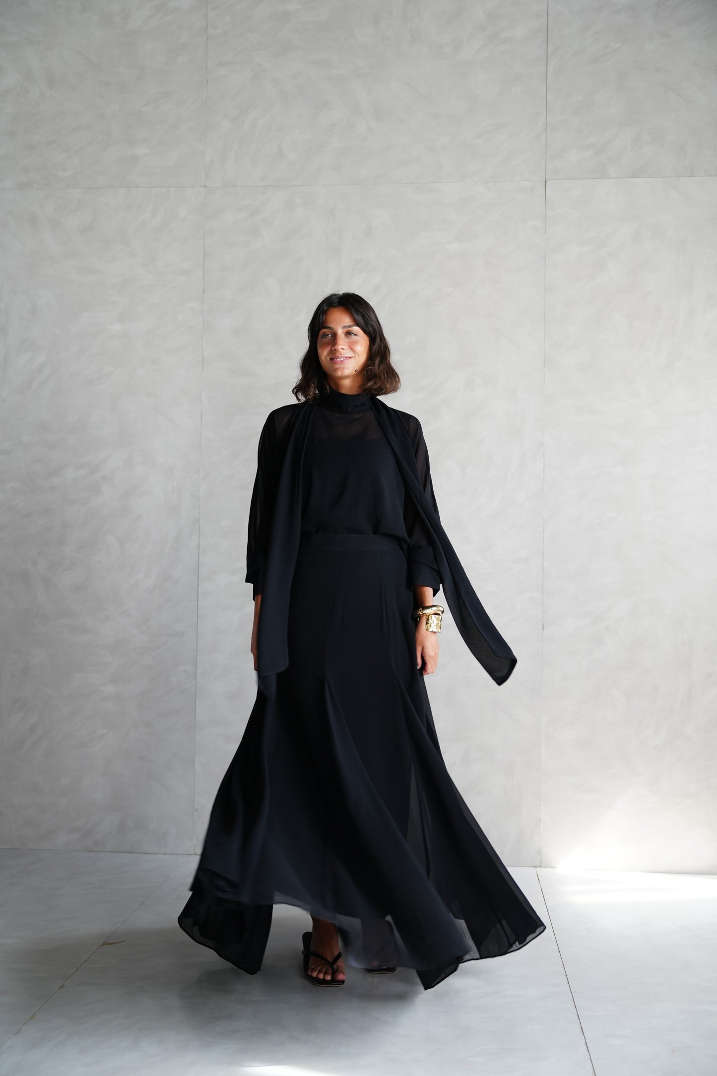 Layali Chiffon Skirt in Black