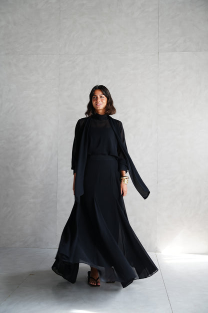 Layali Chiffon Skirt in Black