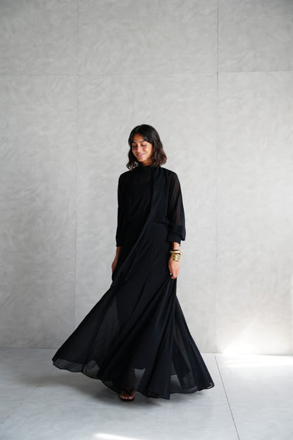 Layali Chiffon Skirt in Black