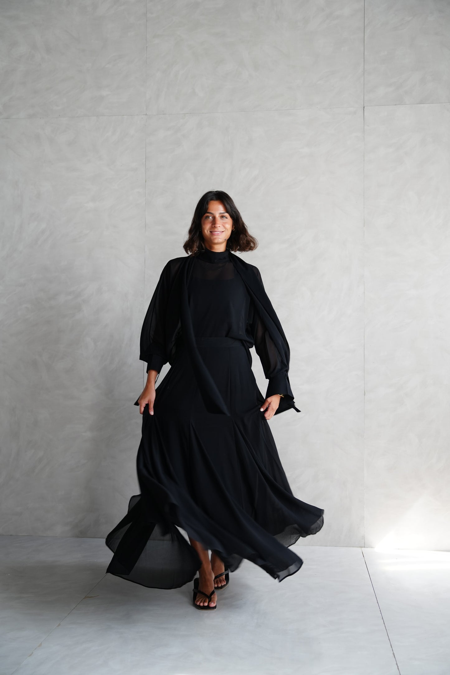Layali Chiffon Skirt in Black