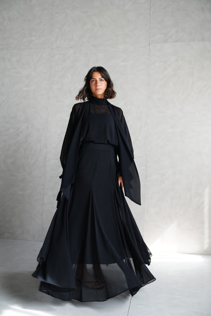 Layali Chiffon Skirt in Black