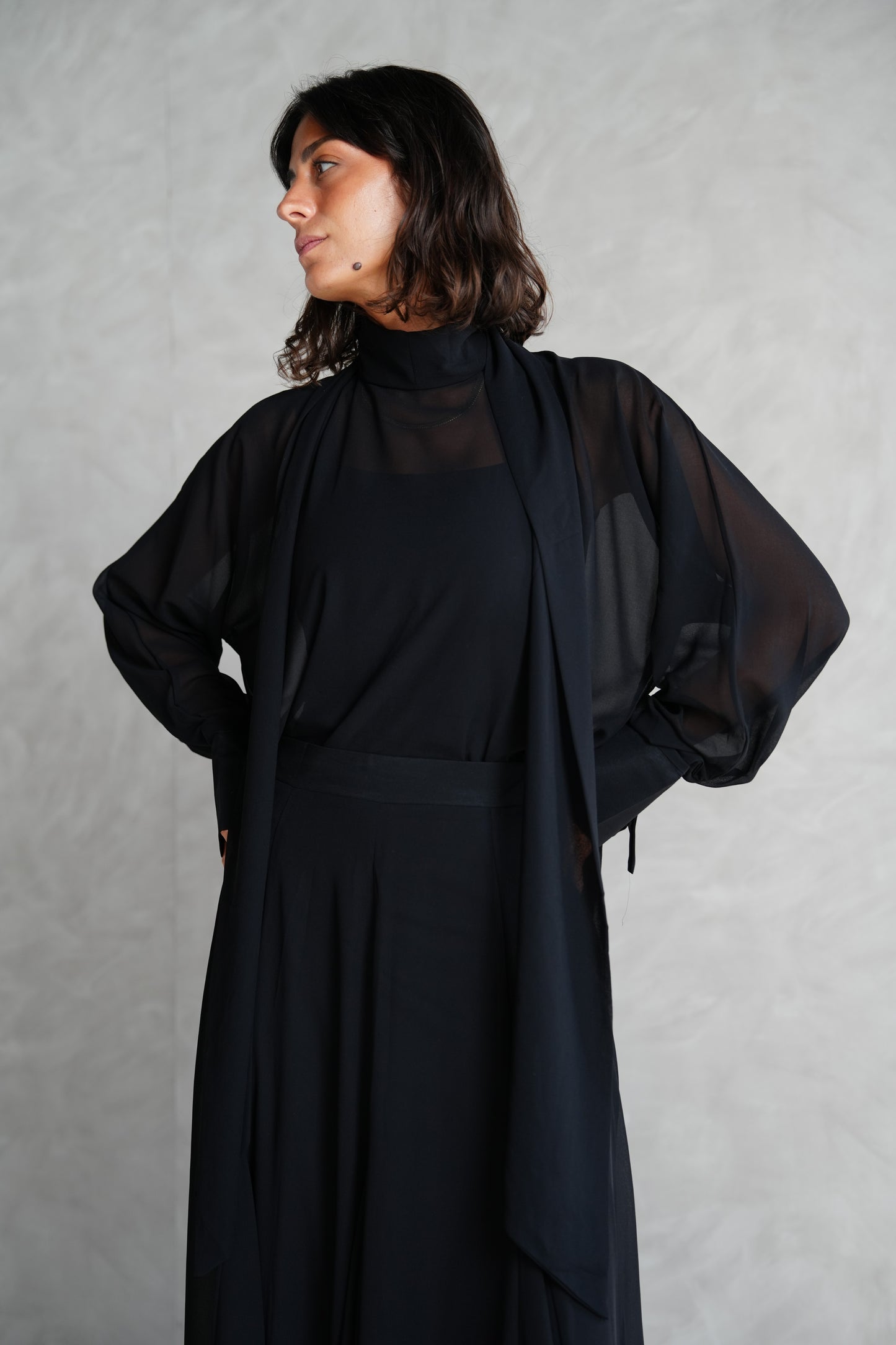 Layali Chiffon Blouse in Black
