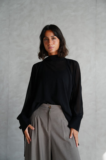 Layali Chiffon Blouse in Black