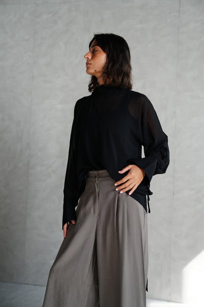 Layali Chiffon Blouse in Black