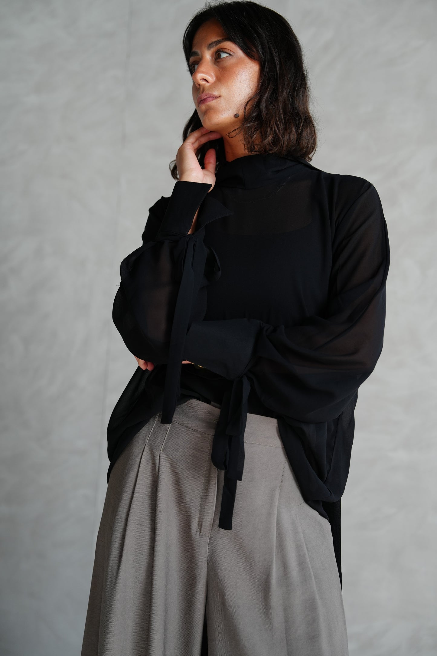 Layali Chiffon Blouse in Black
