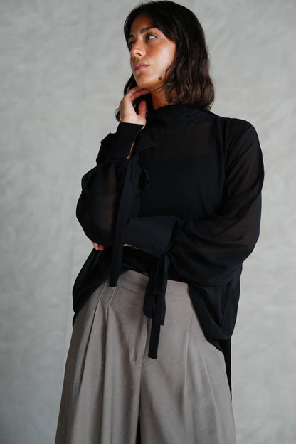 Layali Chiffon Blouse in Black