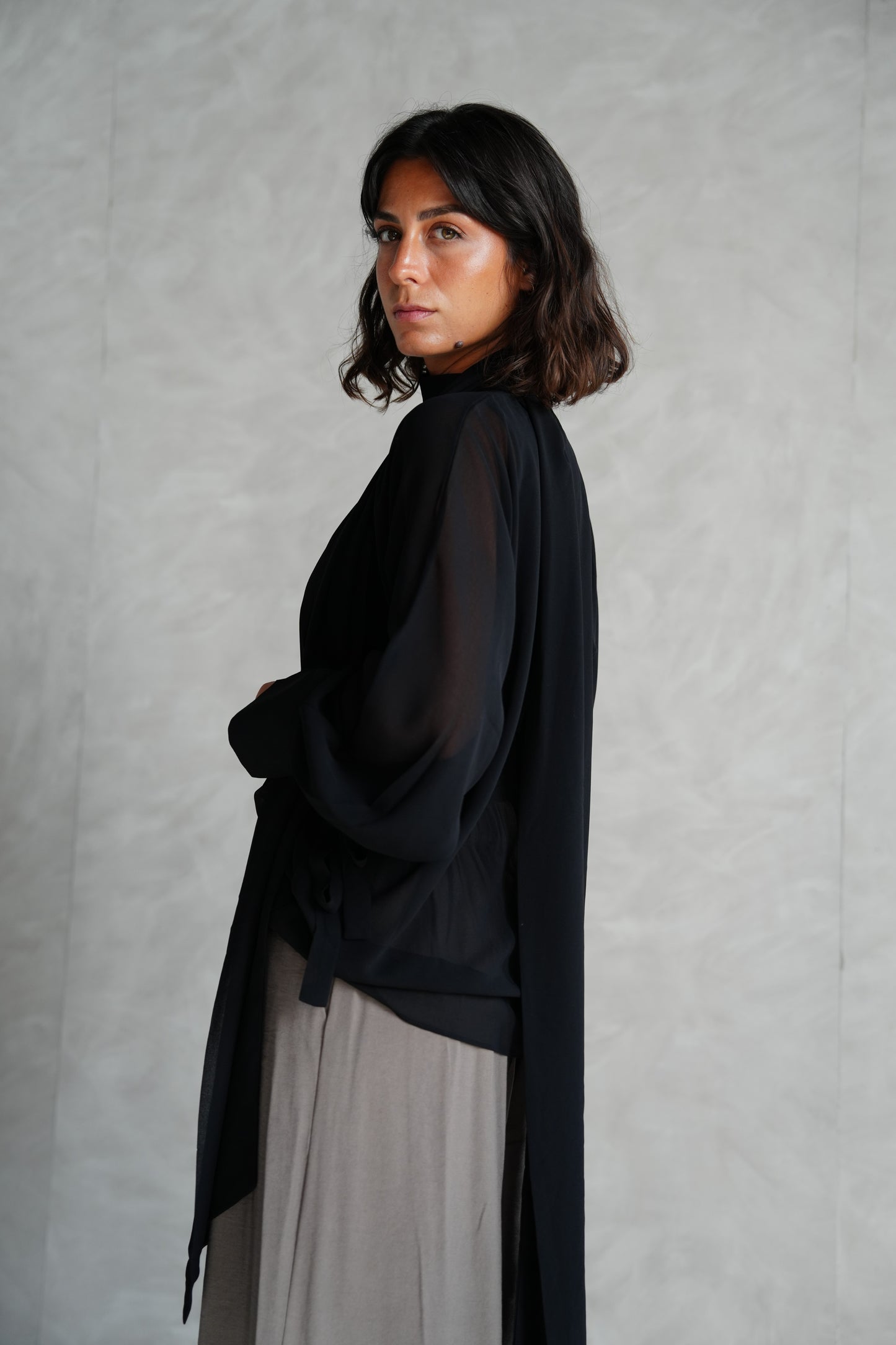 Layali Chiffon Blouse in Black