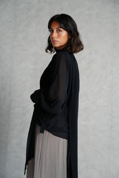 Layali Chiffon Blouse in Black
