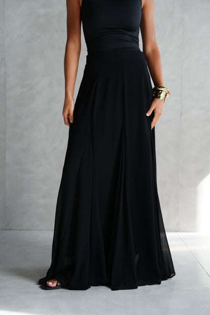 Layali Chiffon Skirt in Black