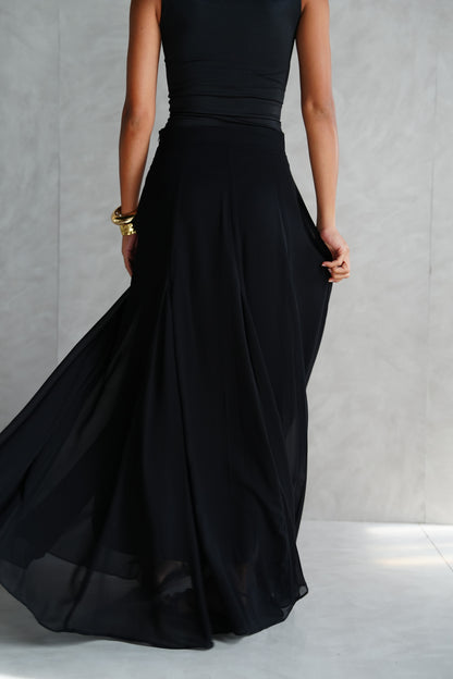 Layali Chiffon Skirt in Black