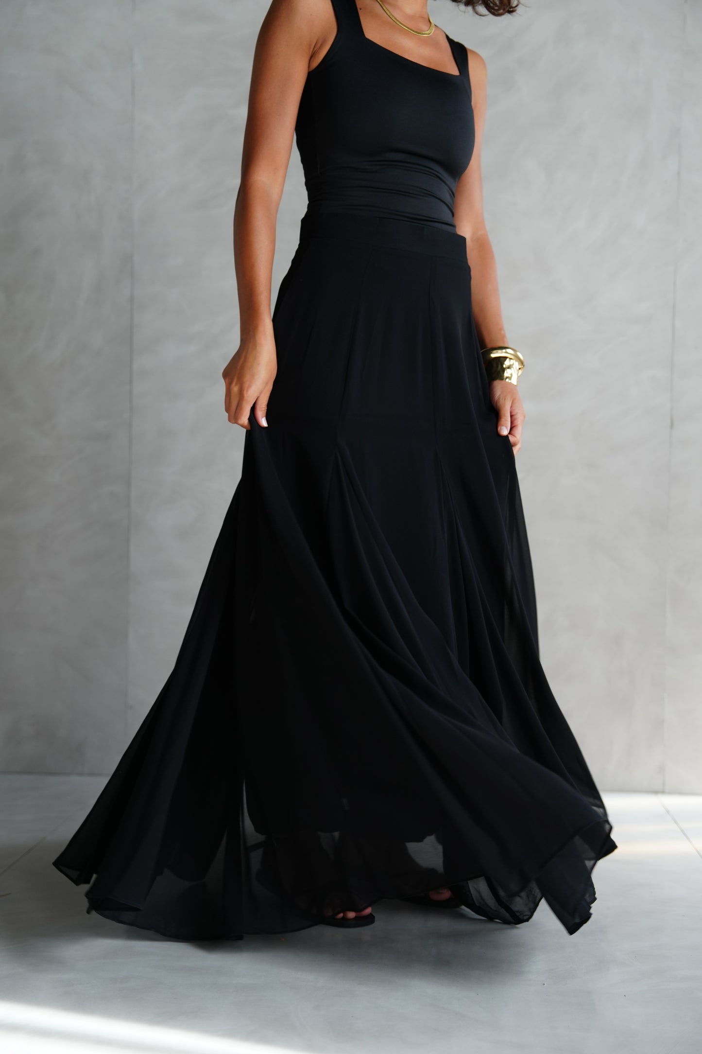 Layali Chiffon Skirt in Black