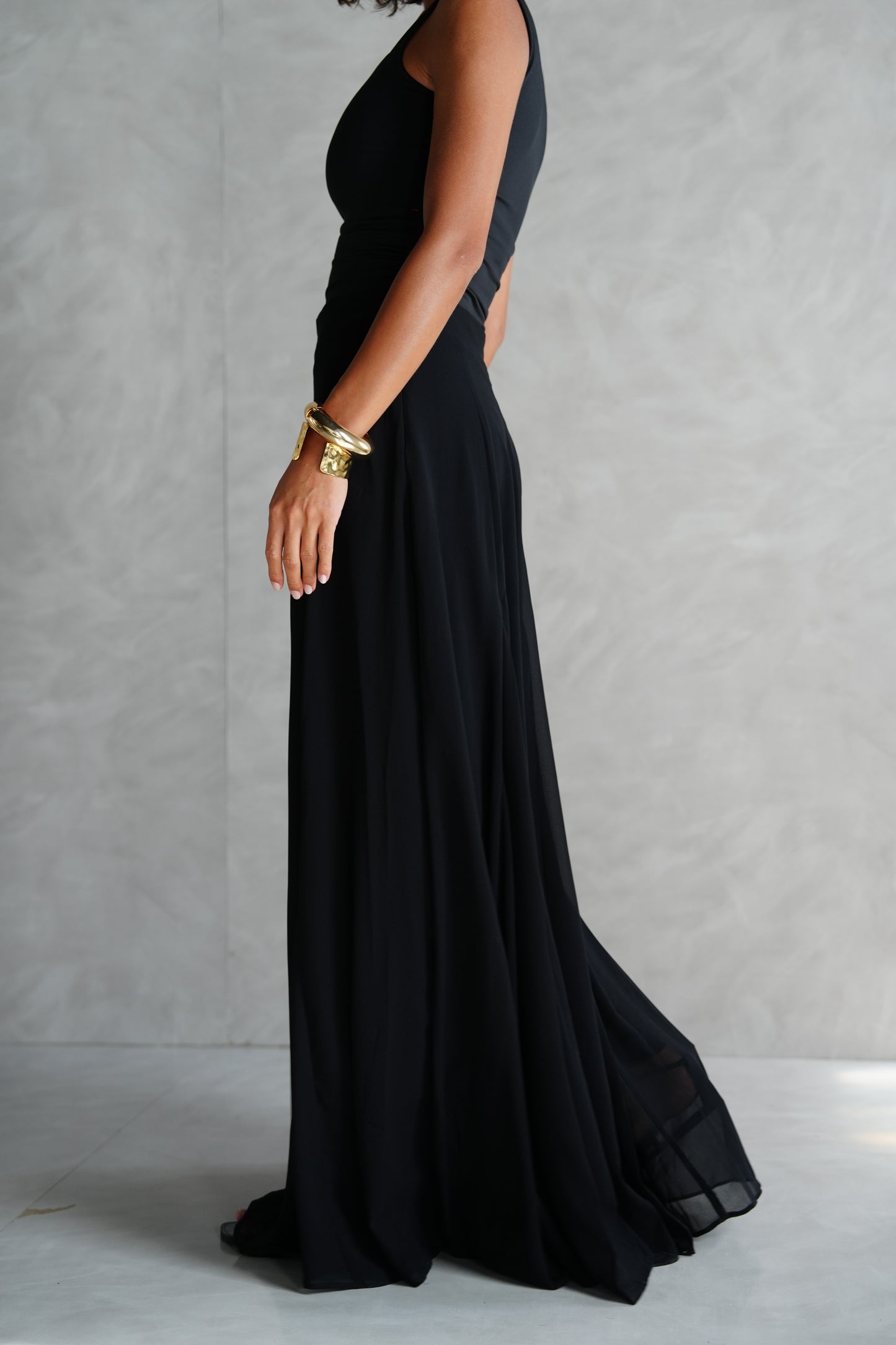 Layali Chiffon Skirt in Black