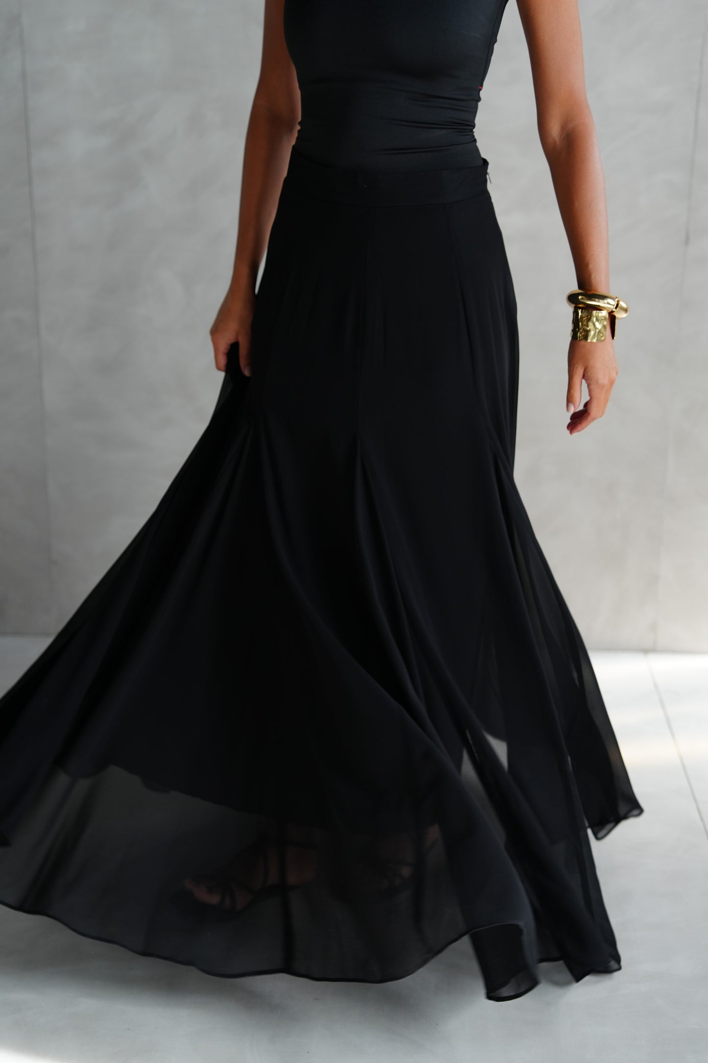 Layali Chiffon Skirt in Black