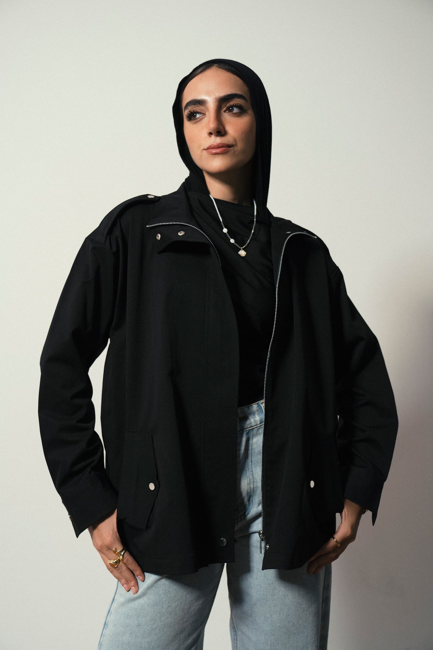 City Gabardine Jacket in Black