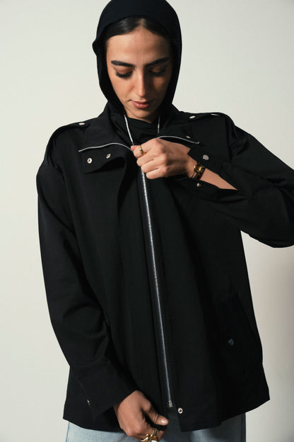 City Gabardine Jacket in Black