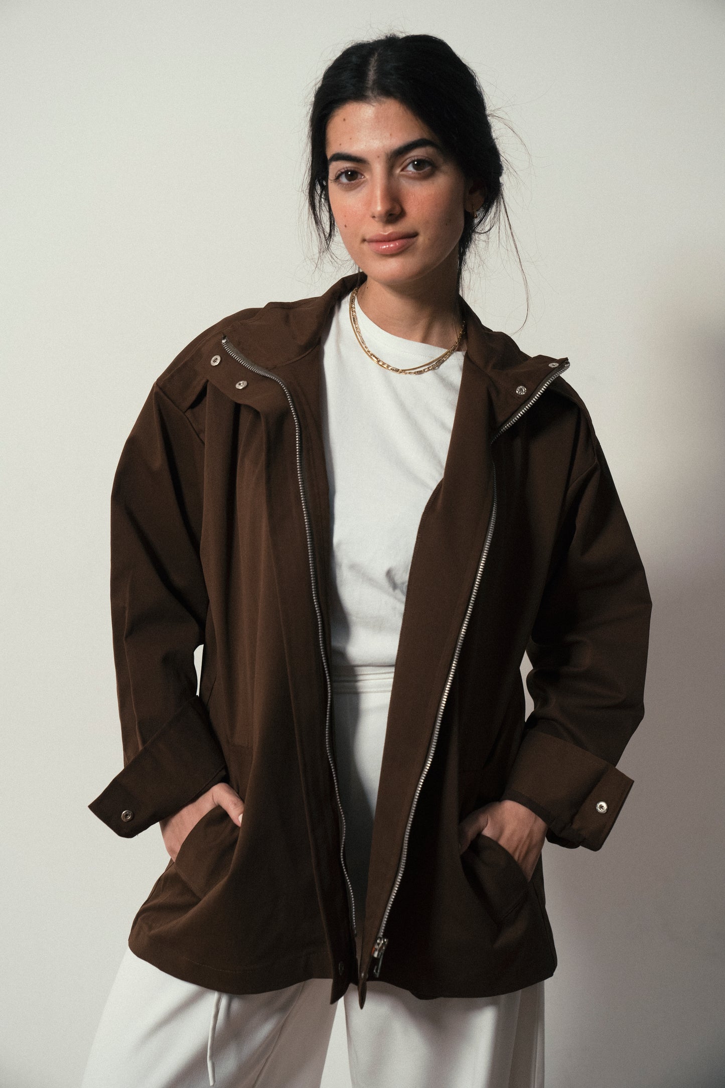 City Gabardine Jacket in Brown