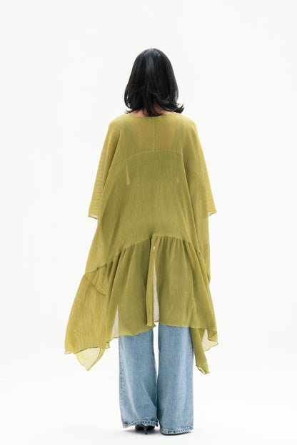 Asymmetric Chiffon Blouse in Lime