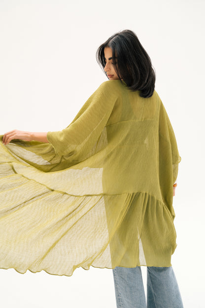 Asymmetric Chiffon Blouse in Lime