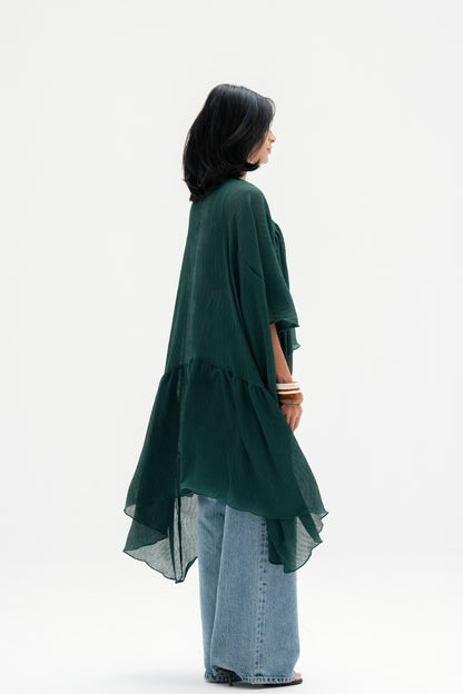 Asymmetric Chiffon Blouse in Green