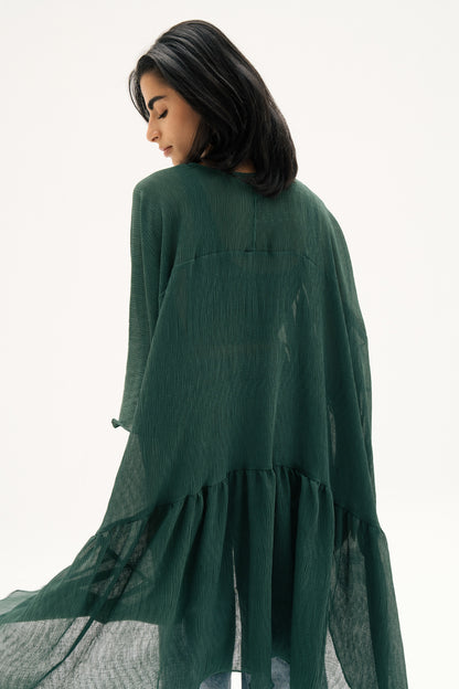 Asymmetric Chiffon Blouse in Green