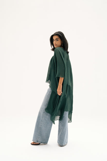 Asymmetric Chiffon Blouse in Green