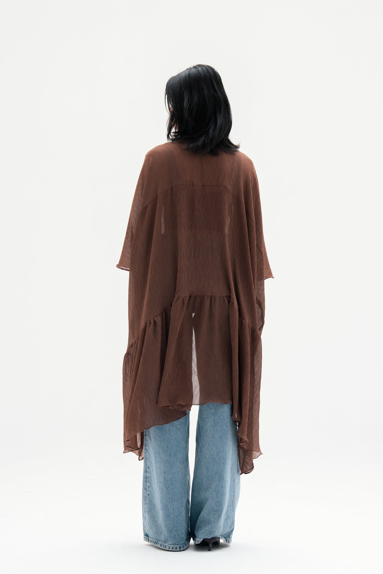 Asymmetric Chiffon Blouse in Brown