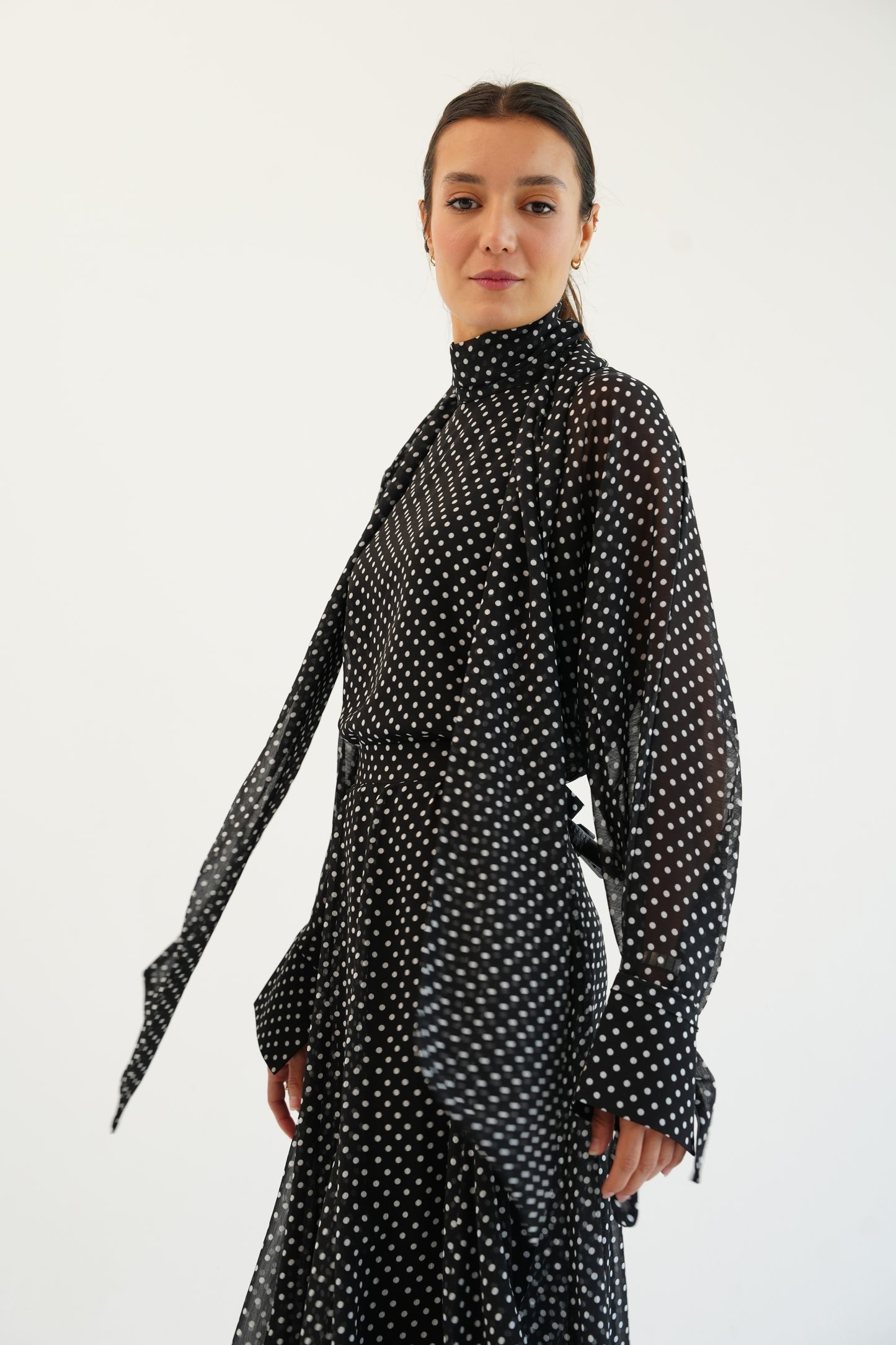 Layali Polka Dots Blouse in Black