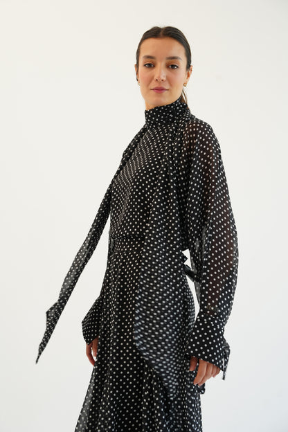 Layali Polka Dots Blouse in Black