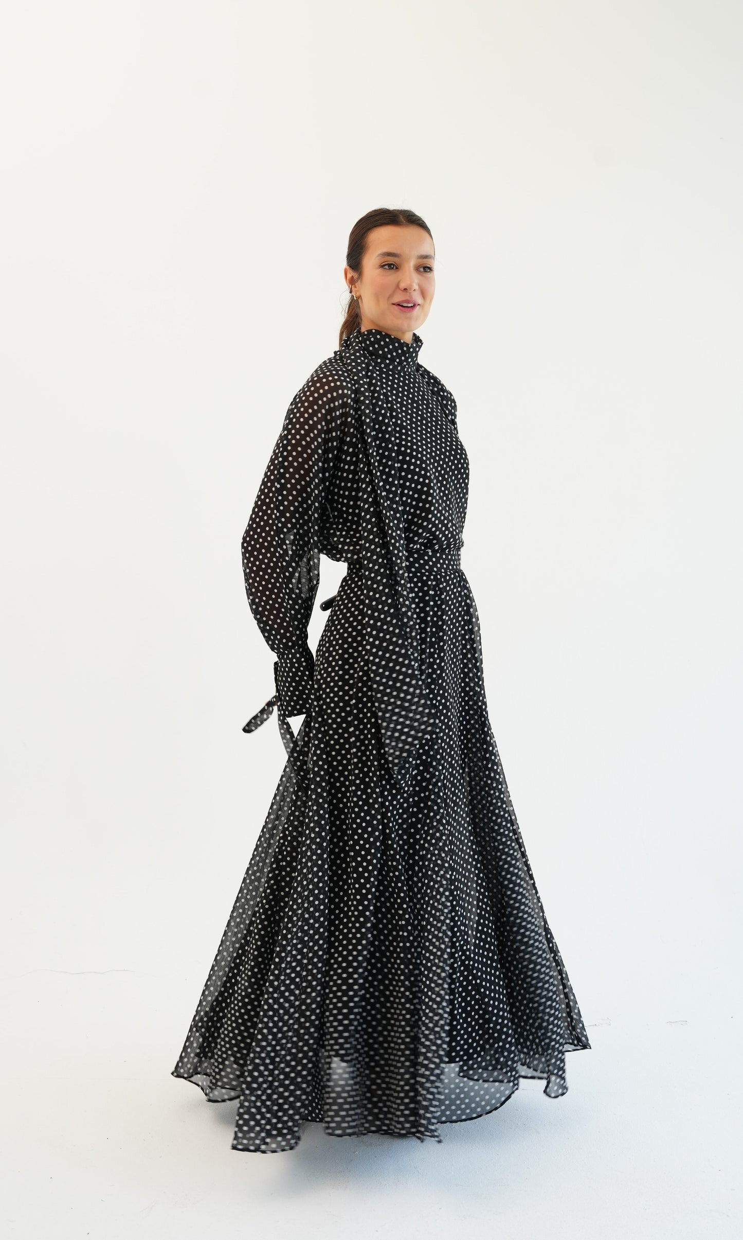 Layali Polka Dots Skirt in Black