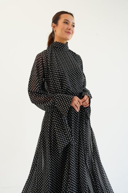 Layali Polka Dots Skirt in Black