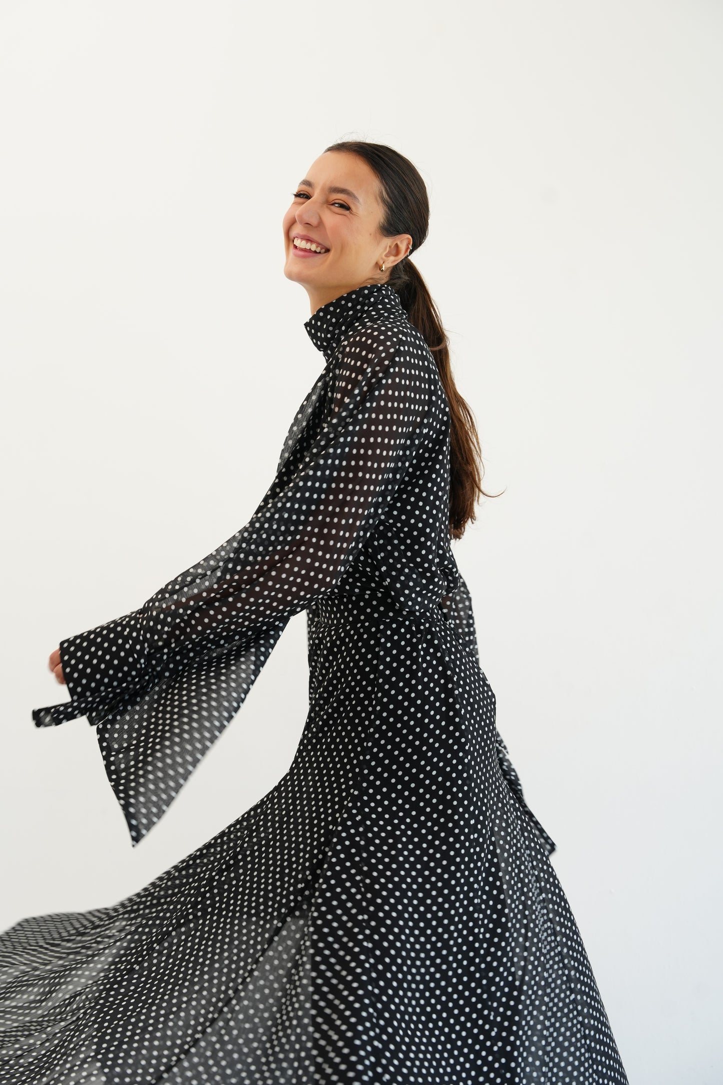 Layali Polka Dots Skirt in Black