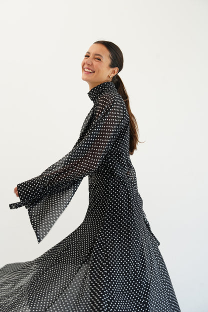 Layali Polka Dots Skirt in Black